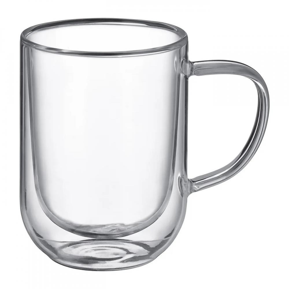 MIA MUG SET 2 PCS 400ML, WITH HANDLE, DOUBLE WALL, GLASS, Ambition
