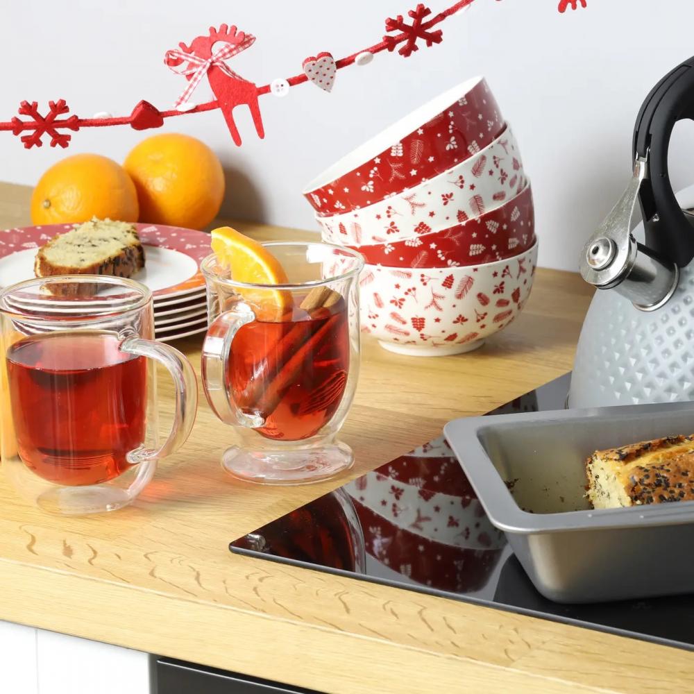 MIA MUG SET 2 PCS 400ML, WITH HANDLE, DOUBLE WALL, GLASS, Ambition