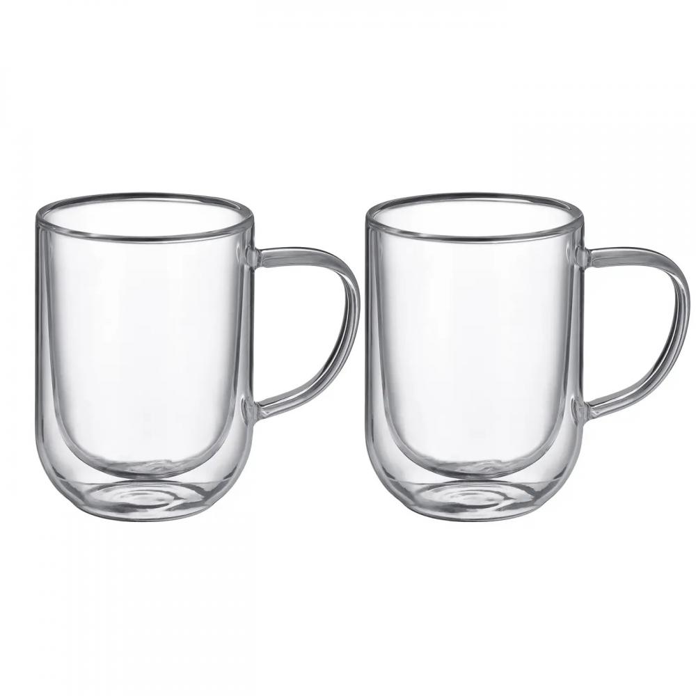MIA MUG SET 2 PCS 400ML, WITH HANDLE, DOUBLE WALL, GLASS, Ambition