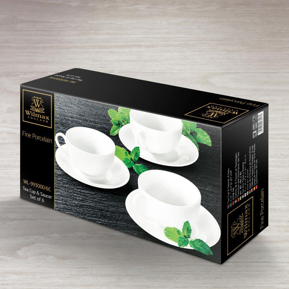 TEA CUP & SAUCER 250ML, SET 6PC, PORCELAIN, Wilmax