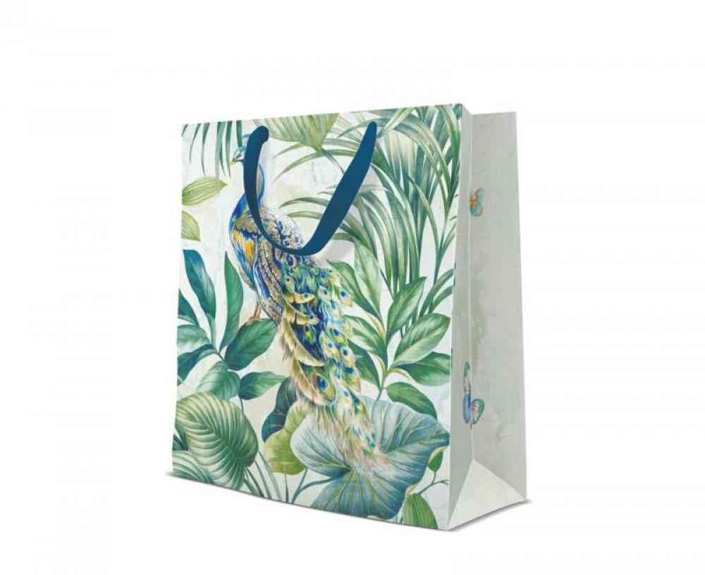 GIFT BAG 26.5X33.5X13CM PEACOCK, LARGE, PAW