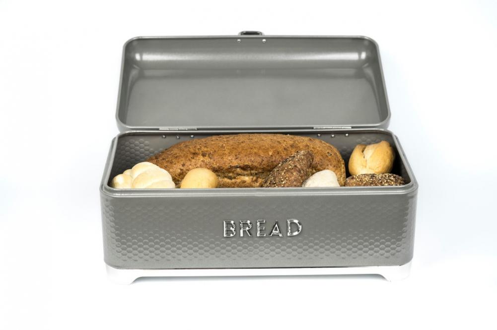 LOVELLO BREAD BOX 42X22X19CM, GRAY, IRON, Kitchen Craft