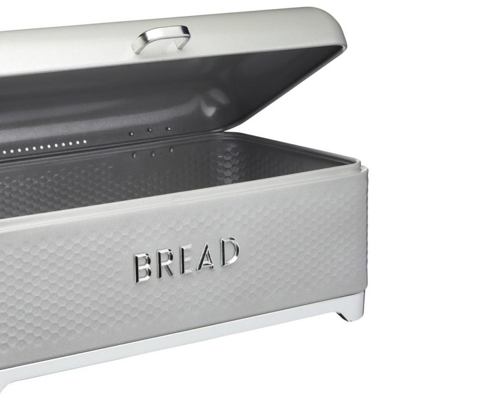 LOVELLO BREAD BOX 42X22X19CM, GRAY, IRON, Kitchen Craft