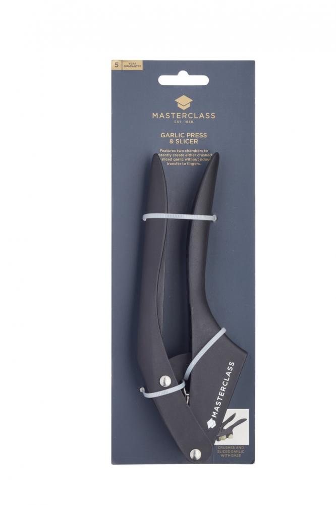 MASTERCLASS GARLIC PRESS/SLICER 20.5X3X7CM, BLACK, ST.ST., Masterclass