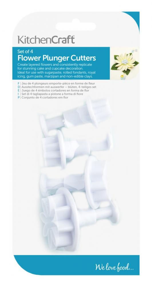 KITCHENCRAFT UZGAĻU KOMPL.4GAB FONDANTA VIRZULIM, BALTS, PLASTMASA, Kitchen Craft