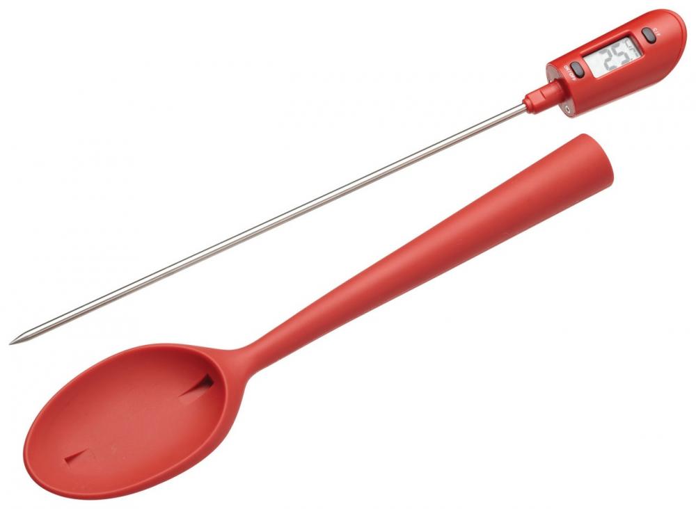 HOME MADE THERMOMETER-SPOON 220C, 20CM, RED, SILICONE, Kitchen Craft