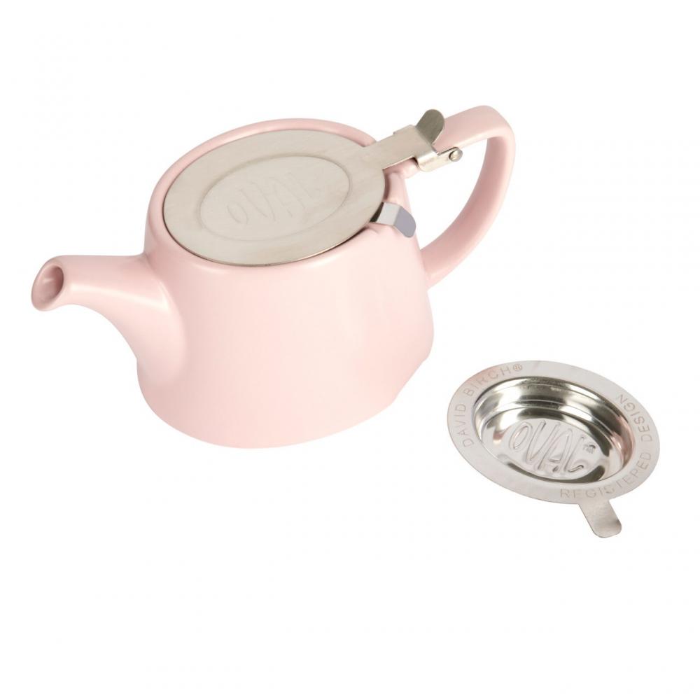 LONDON POTTERY OVAL TEAPOT WITH INFUSER 750ML, PINK MATTE, CERAMIC, London Pottery