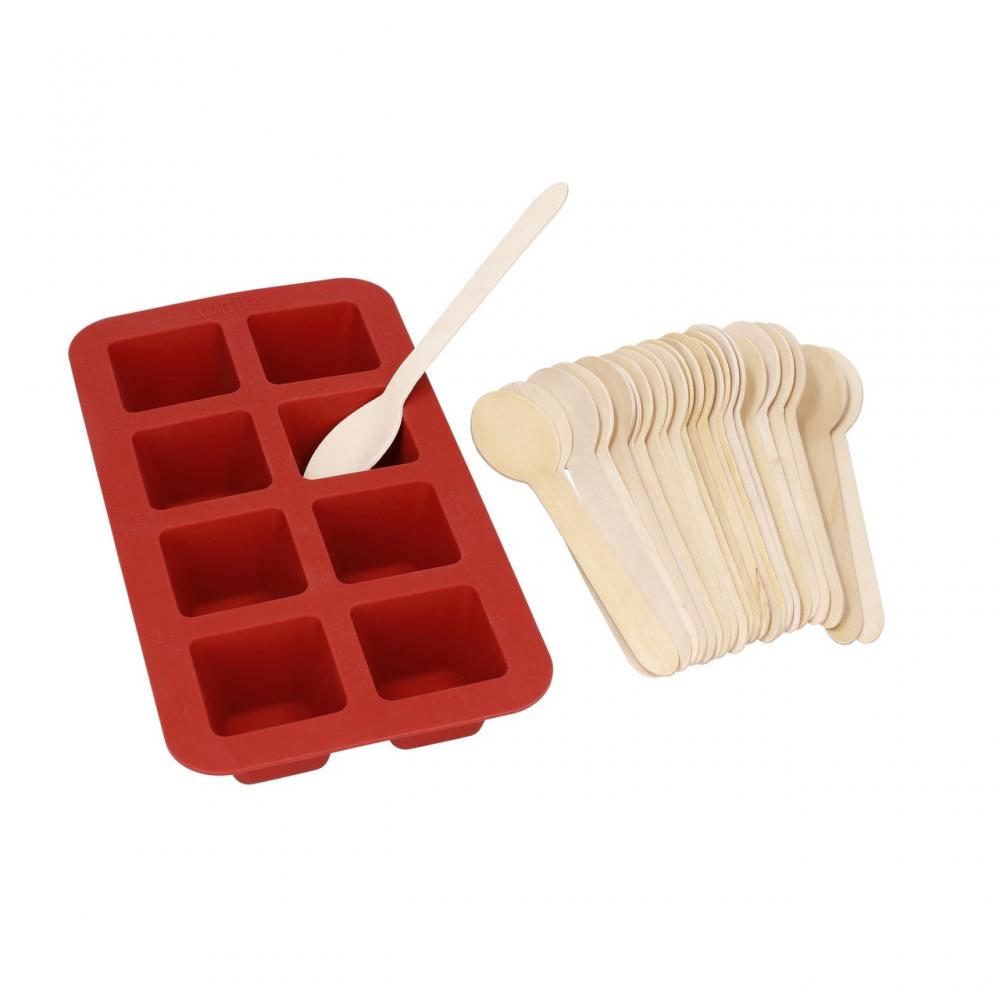 LA CAFETIÈRE HOT CHOCOLATE MOULD FOR 24 GABALINS, SPOONED, RED, SILICONE, La Cafetiere