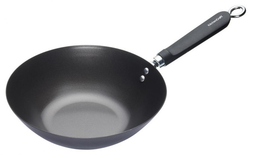 KITCHENCRAFT WOK СКОВОРОДА 26.5СМ, ЧЕРНАЯ, СТАЛЬ, Kitchen Craft