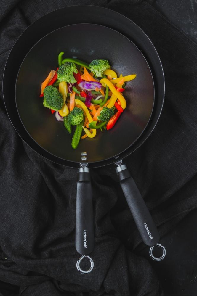 KITCHENCRAFT WOK СКОВОРОДА 26.5СМ, ЧЕРНАЯ, СТАЛЬ, Kitchen Craft