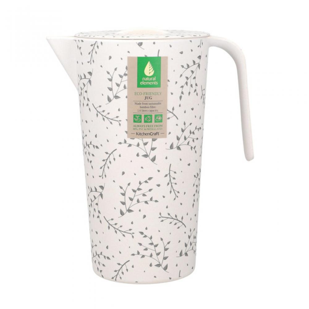 NATURAL ELEMENTS JUG 1.6L, WITH LID, BEIGE, RECYCLED PLASTIC, Natural Elements