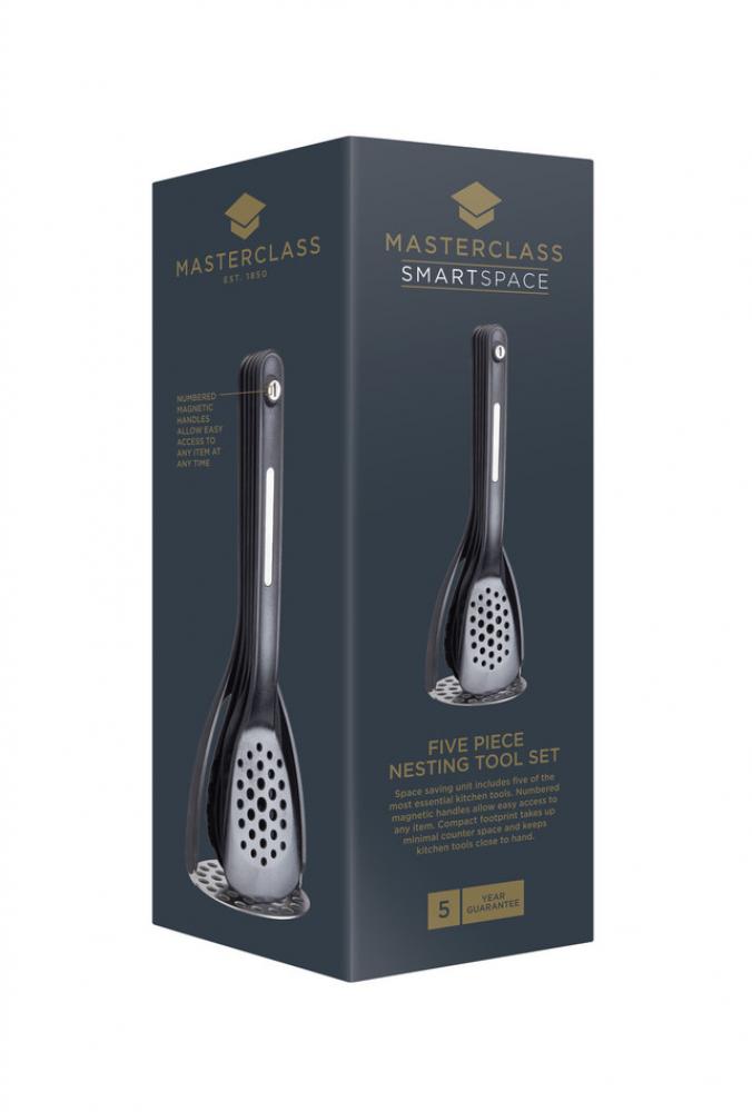 MASTERCLASS SMART SPACE KITCHENWARE SET 5PR, BLACK, NYLON/SILICON/ST.ST., Masterclass