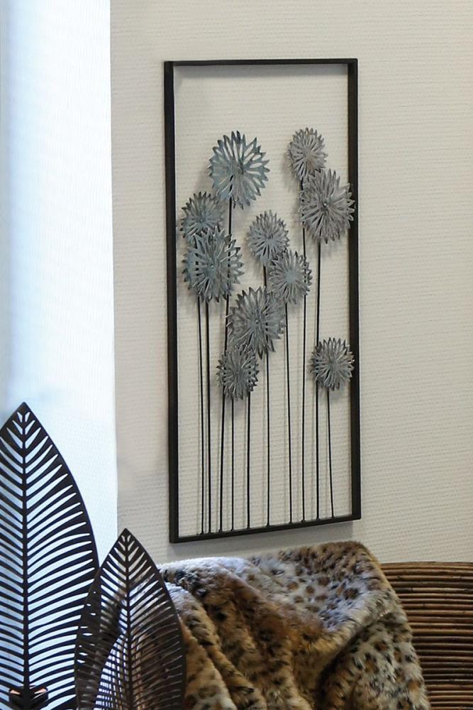 FLOWERS SIENAS DEKORS 31X62CM, BRŪNS/SUDRABA KR., KOKS/METĀLS, Gilde