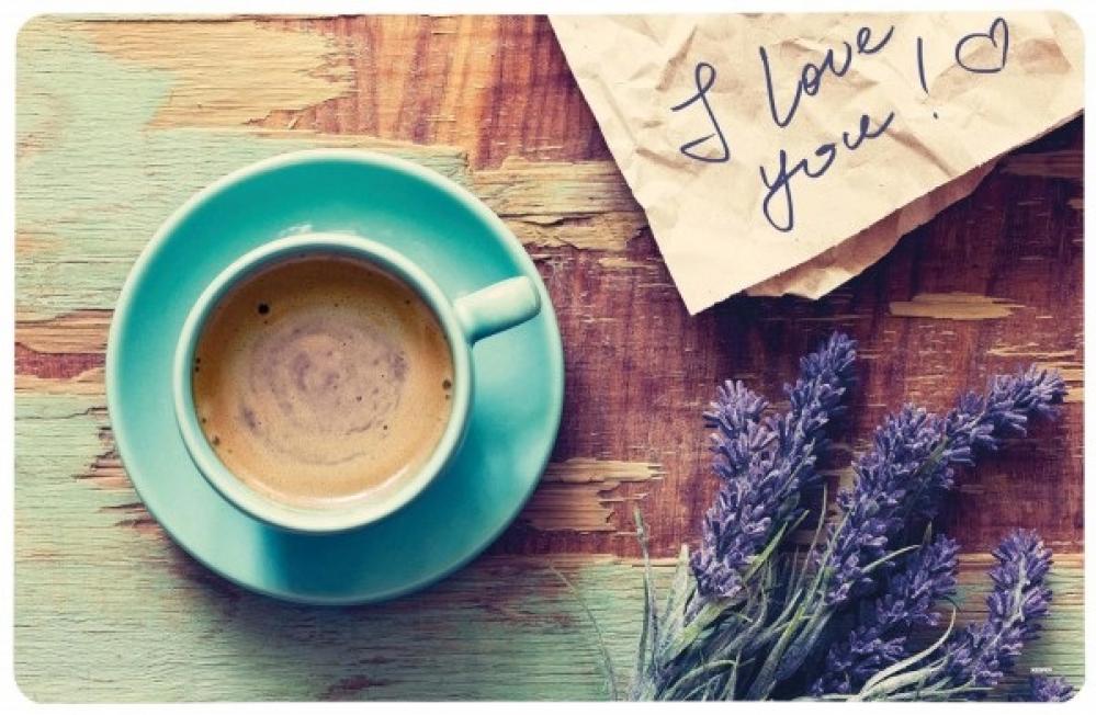 MAT 43.5X28CM, LAVENDER/COFFEE CUP MOTIVE, PP PLASTIC, Kesper