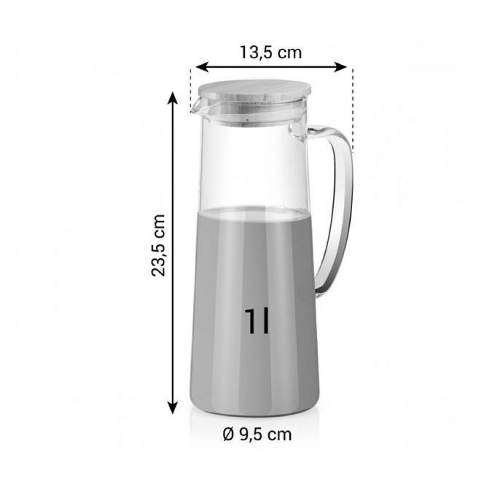 ONLINE JUG WITH LID  1L, H23.5CM, BAMBOO/GLASS, Tescoma