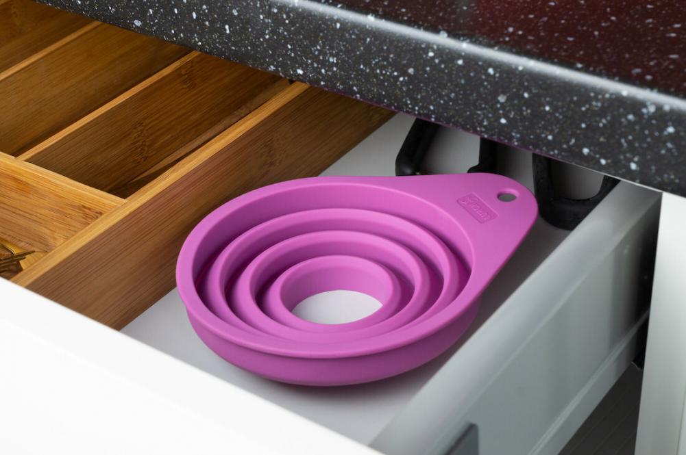 FOLDABLE FUNNEL H3CM/H10CM, D4CM/D11CM, PURPLE, SILICONE, Lurch