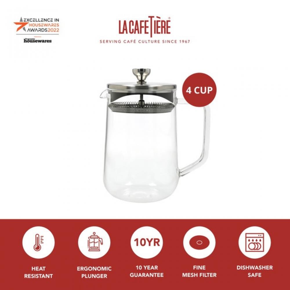 LC LOOSE LEAF TEAPOT  4 CUP  GLASS, La Cafetiere