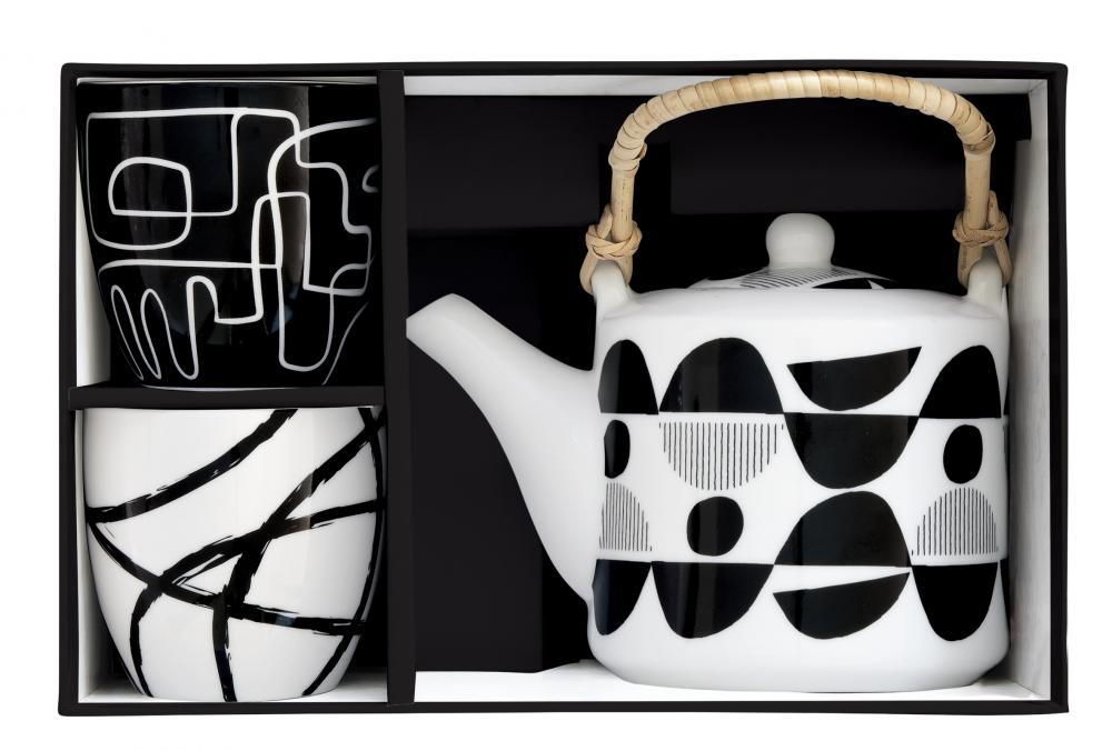 GRAFFITI TEA SET, POT 600ML WITH STRAINER, CUP 160ML 2PC, PORCELAIN, Easy Life