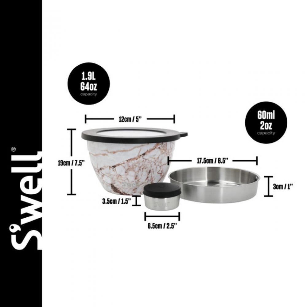 S'WELL CALACATTA GOLD SALAD BOWL SET, 1.9L, ST.ST., Swell