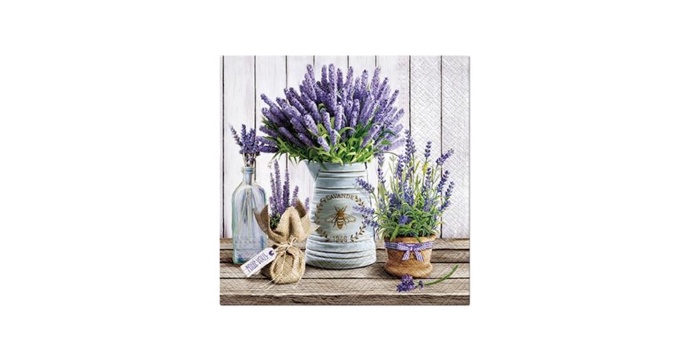 NAPKINS 33X33CM LAVENDER IN BUCKET, Paw Decor Collection
