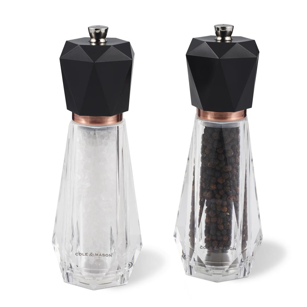 2pcs Salt And Pepper Grinder Set With Black And White Tall Salt