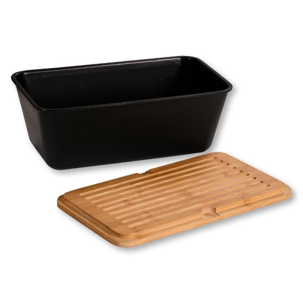 BREAD BOX 35X20X13.5CM, BLACK, PP PLASTIC/BAMBOO, FSC, Kesper