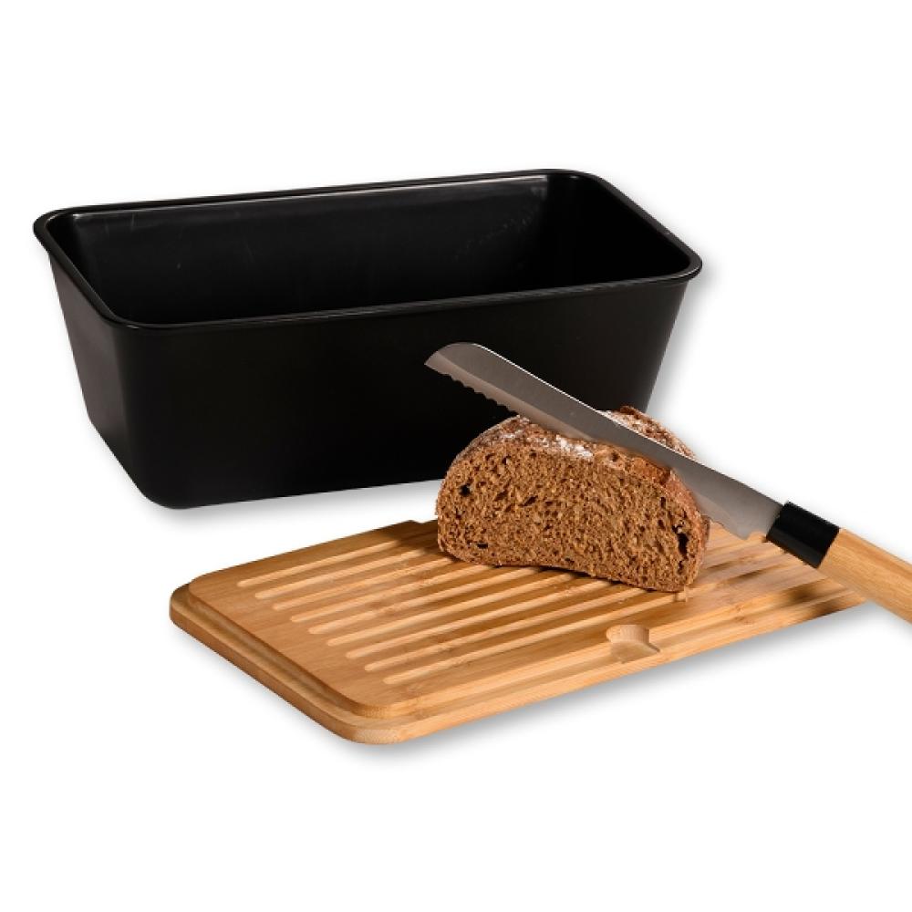 BREAD BOX 35X20X13.5CM, BLACK, PP PLASTIC/BAMBOO, FSC, Kesper
