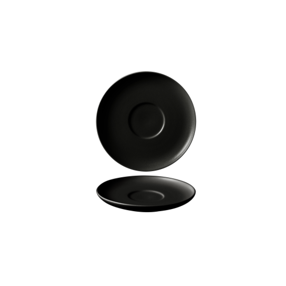 FINE PLUS SATIN SAUCER 16CM, BLACK, PORCELAIN, Leela Baralee