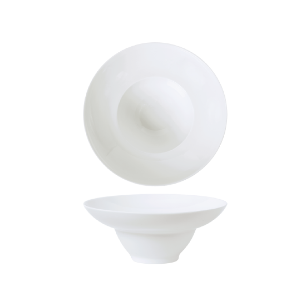 FINE PLUS DEEP PLATE WITH EDGE 21CM, WHITE, PORCELAIN, Leela Baralee