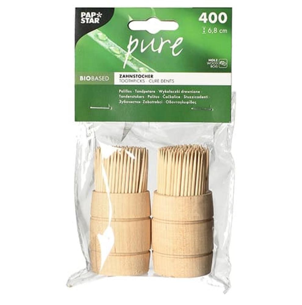 PURE TOOTHPICKS IN DISPENSER, 6.8 CM, 2*200PCS. 0.081 KG/PACK, Pap Star