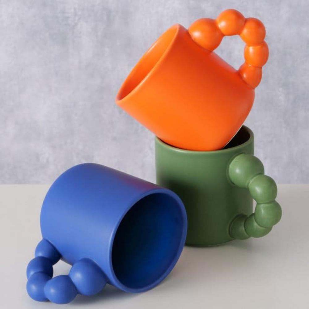 JAVI MUG 400ML 3 TYPES, ORANGE/BLUE/GREEN, PORCELAIN, Boltze
