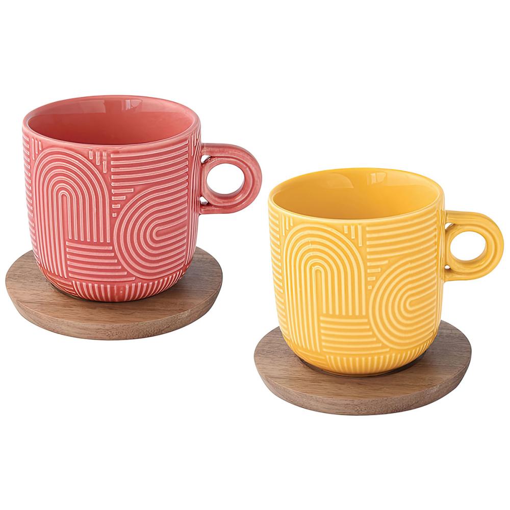TAKE A LOOP2, TASES 250ML KOMPL. 2, AR AKĀCIJAS PALIKTNI, PORCELĀNS, DĀVANU KASTĒ, Pozzi Milano