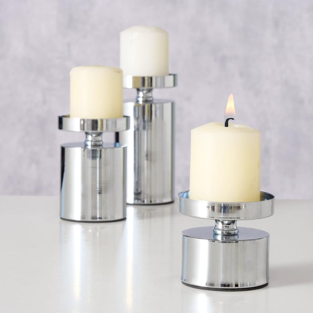 MERIL CANDLE HOLDER H7CM, D8CM FOR CANDLE, SILVER COLOUR, ST.ST. (2041246), Boltze