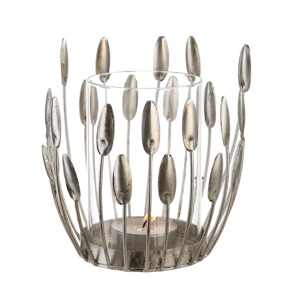 "TREVI SVEČTURIS H15CM, D10CM, ANTĪKA SUDRABA KR., METĀLS/STIKLS", Gilde