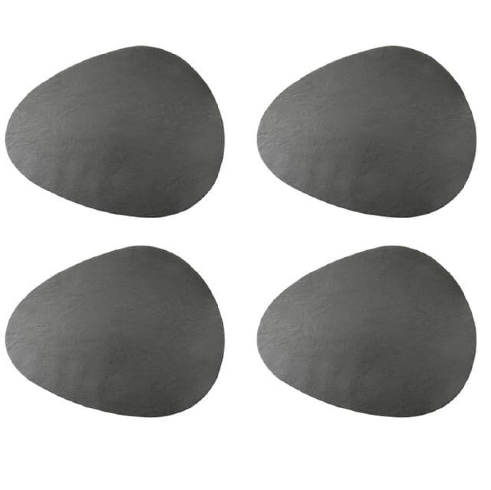 MIKASA PLACEMAT 38X30CM SET 4PCS, OVAL, GREY, PU, Mikasa