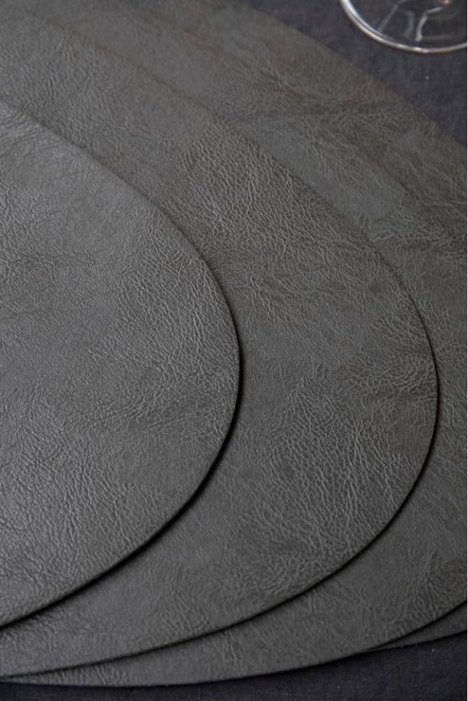 MIKASA PLACEMAT 38X30CM SET 4PCS, OVAL, GREY, PU, Mikasa