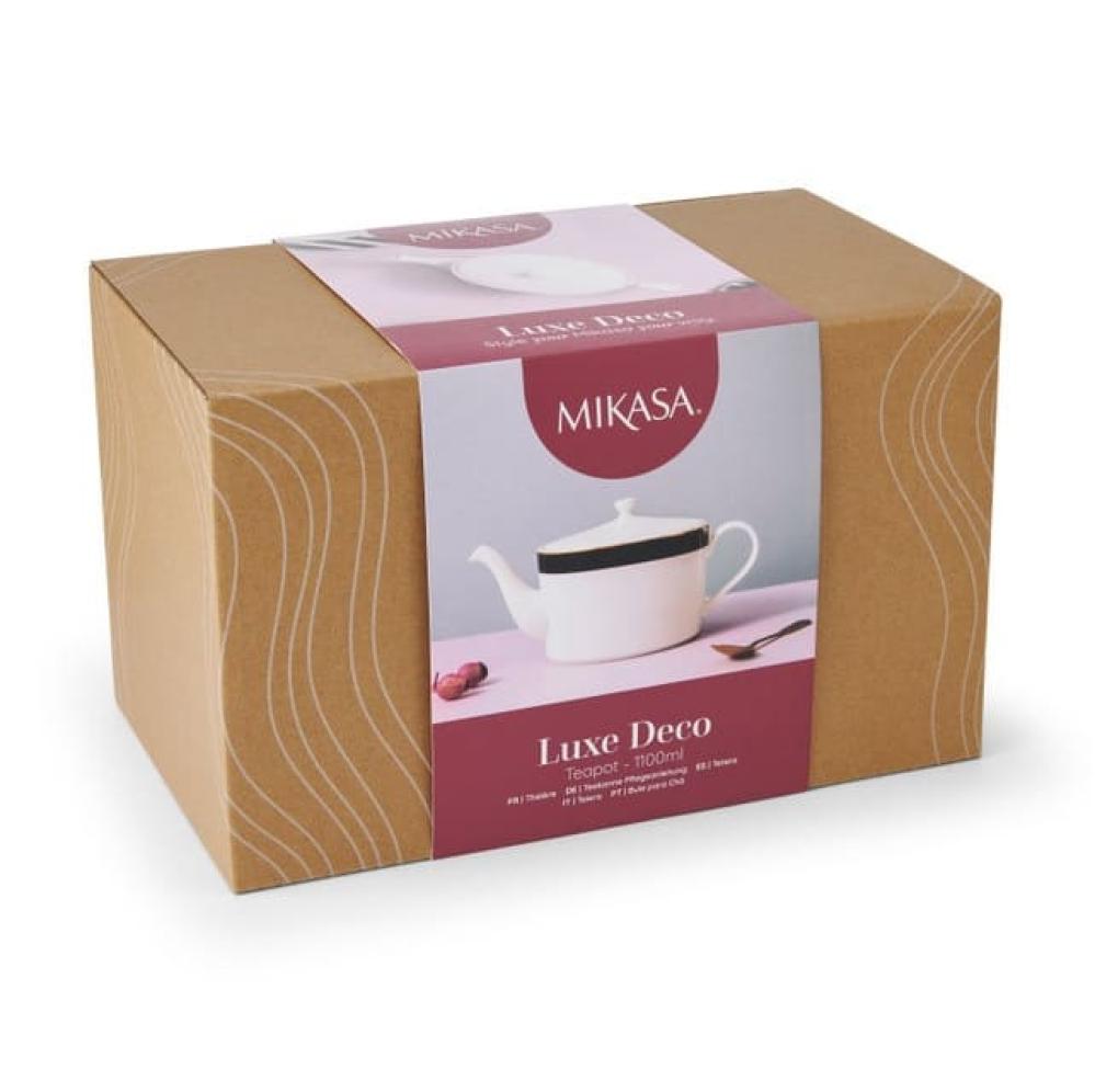 MIKASA LUXE DECO TĒJKANNA 1.1L, BALTS/MELNS, PORCELĀNS, Mikasa