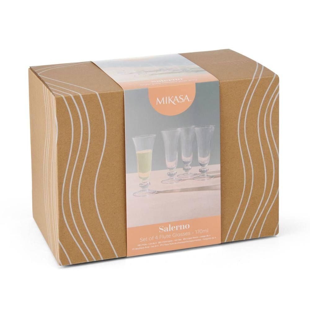 MIKASA SALERNO GLĀZES ŠAMPANIETIM 170ML, 4 GAB., KRISTALĪNS, Mikasa