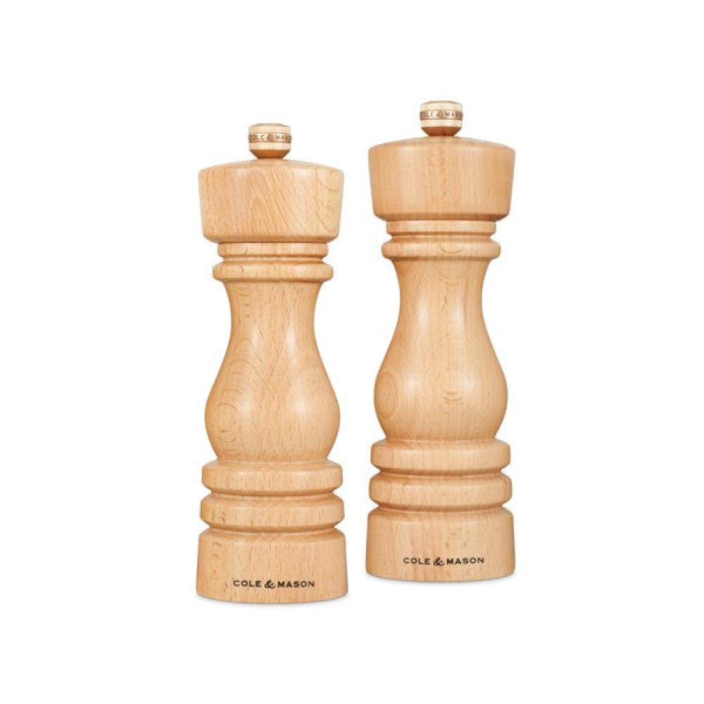 LONDON SALT & PEPPER MILL SET, 2PCS, 18CM, NATURAL BEECH, Cole and Mason