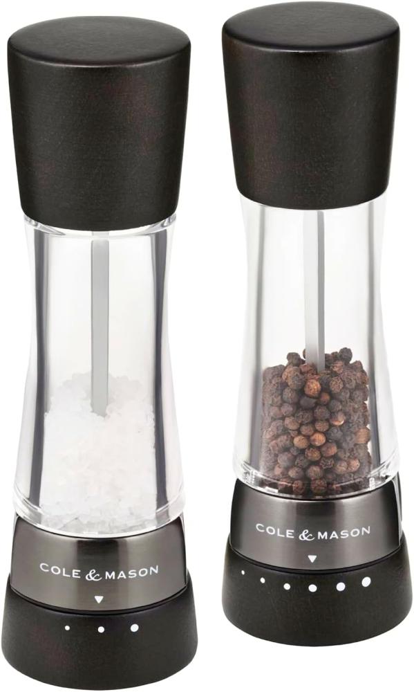 DERWENT SALT & PEPPER MILL SET, 2PCS, 19CM, BLACK WOOD, Cole and Mason