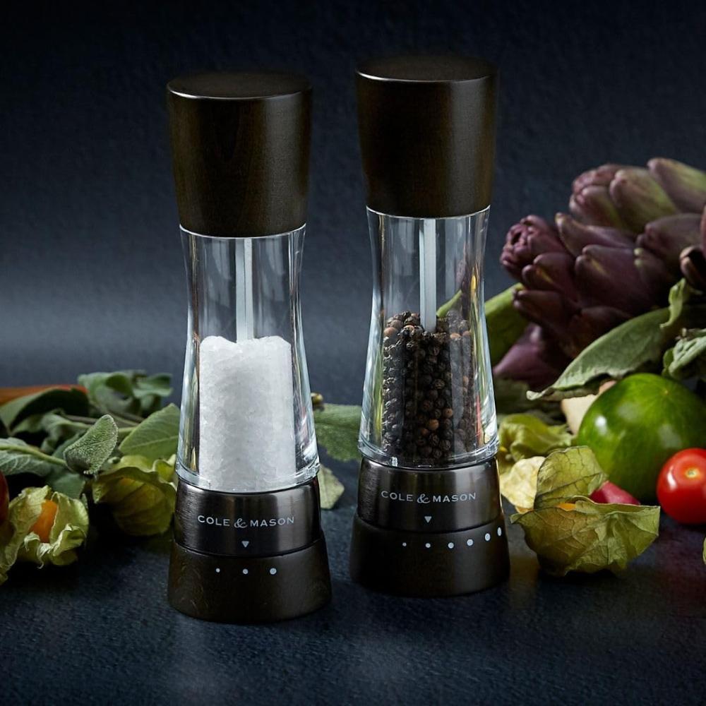 DERWENT SALT & PEPPER MILL SET, 2PCS, 19CM, BLACK WOOD, Cole and Mason