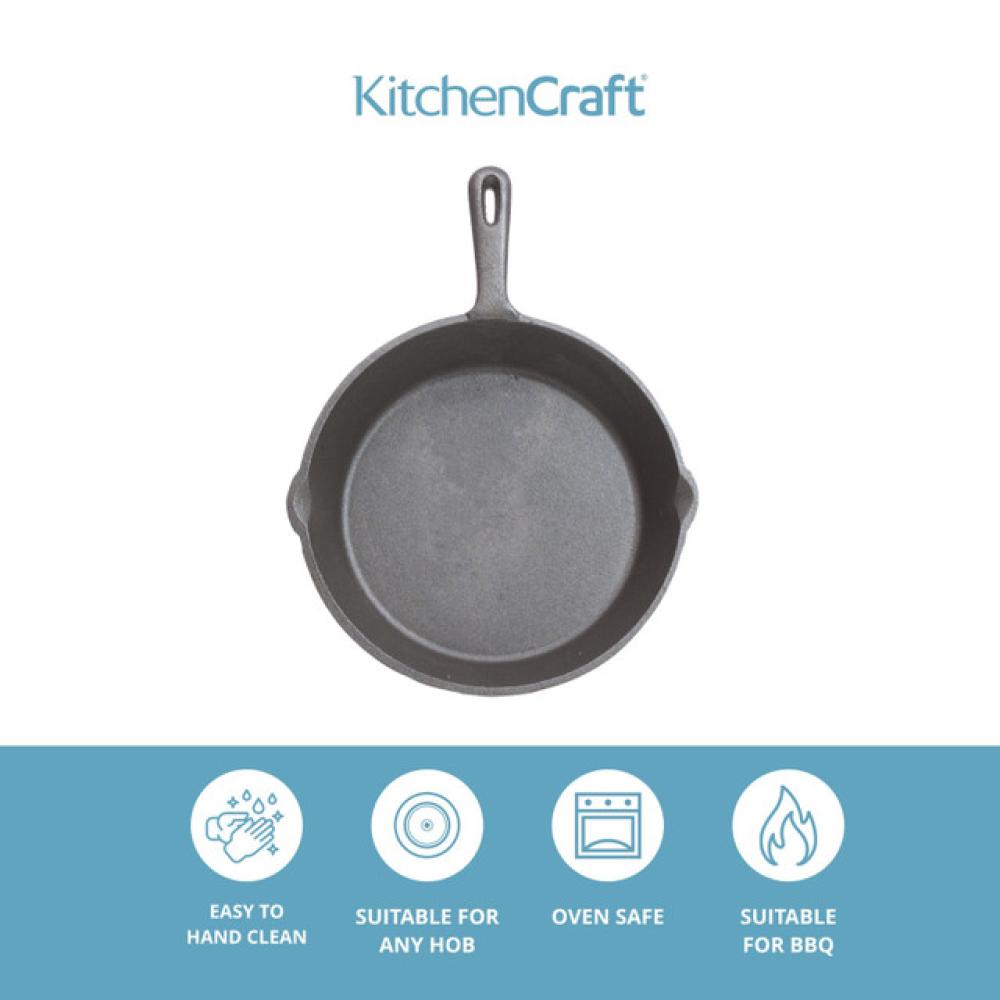 KITCHENCRAFT DELUXE PAN 24CM, BLACK, CAST IRON, Kitchen Craft