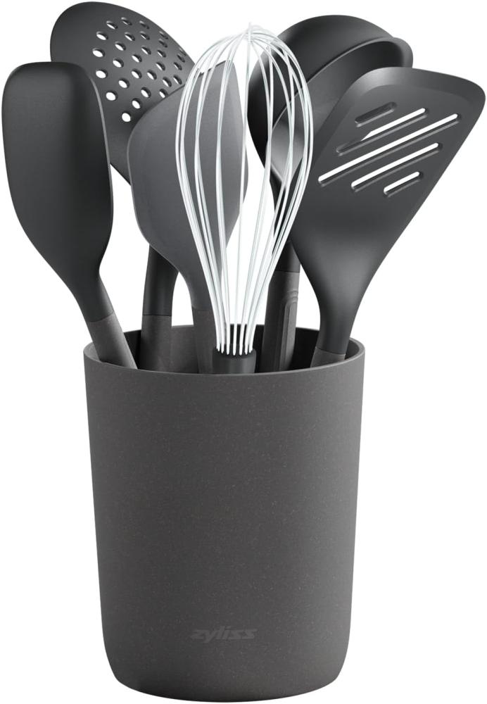 ZYLISS UTENSIL SET 7 PIECES, GREY, WHEATSTRAW PLASTIC, NYLON, ST.STEEL, SILICONE, Zyliss