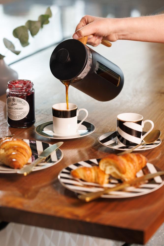 MIKASA LUXE DECO ESPRESSO COFFEE SERVE 2 PERS, CUP 100ML WITH SAUCER, PORCELAIN, Mikasa