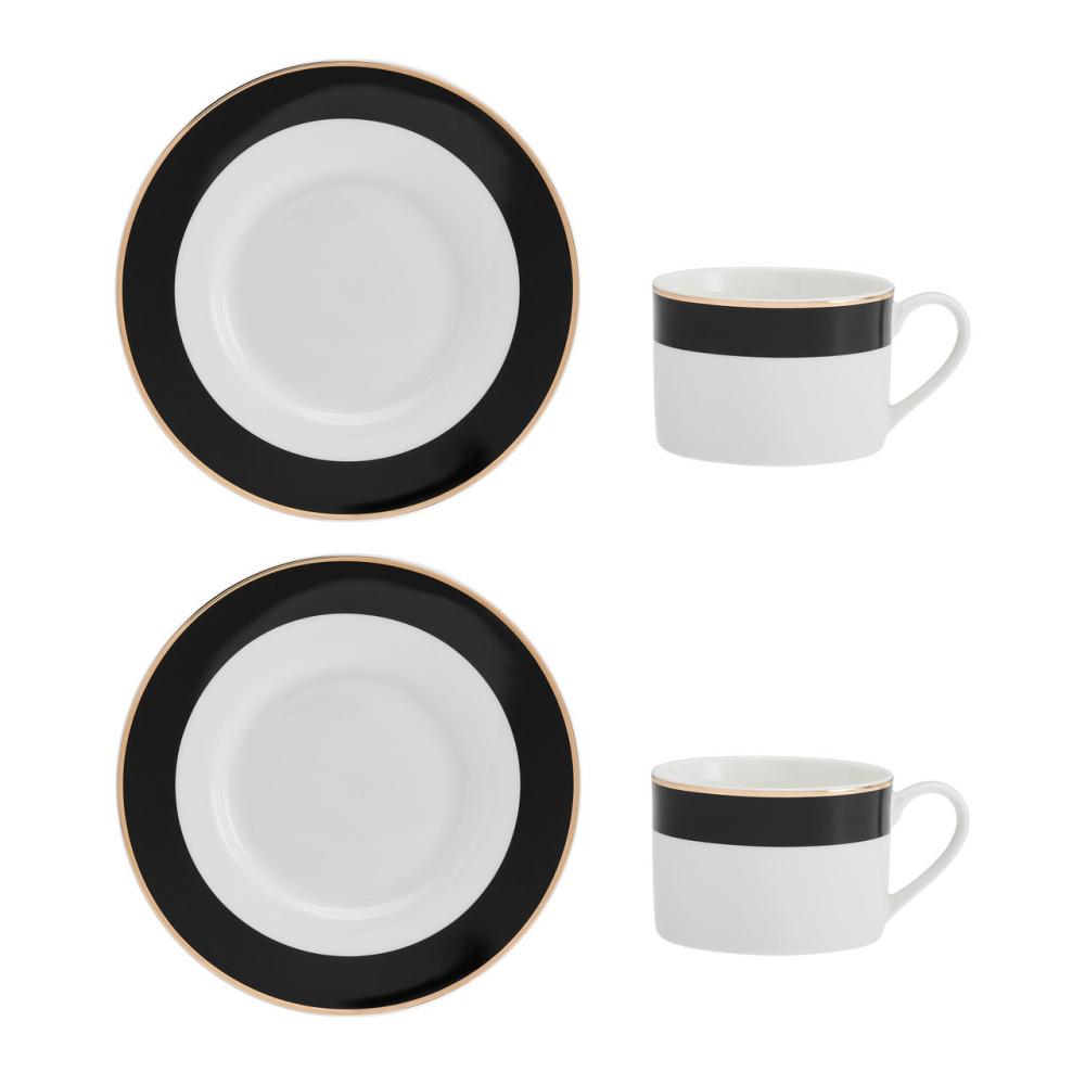 MIKASA LUXE DECO TEA SERVICE 2 PERS, CUP 200ML WITH SAUCER, PORCELAIN, Mikasa
