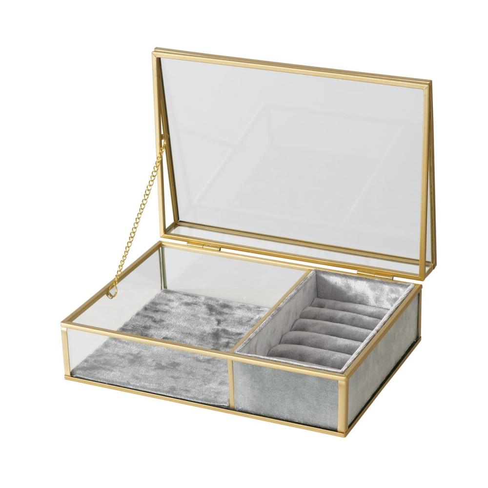 CLIPO JEWELRY BOX 8X16CM, TRANSPARENT, GLASS/IRON, Boltze