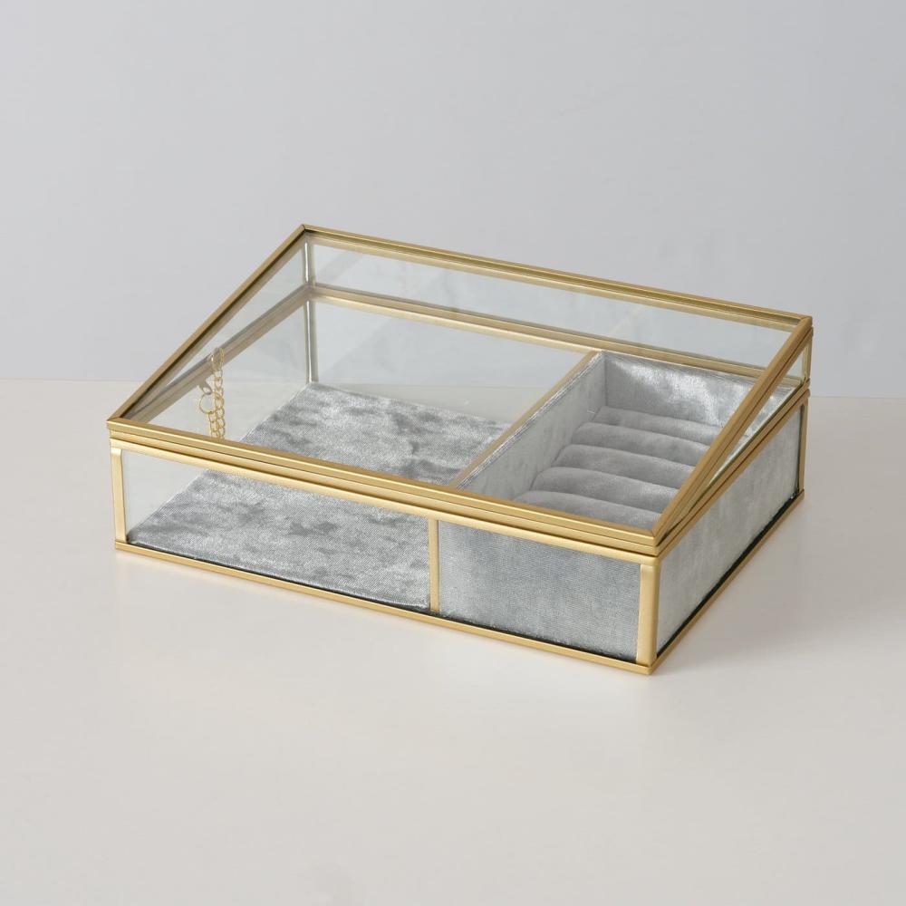 CLIPO JEWELRY BOX 8X16CM, TRANSPARENT, GLASS/IRON, Boltze