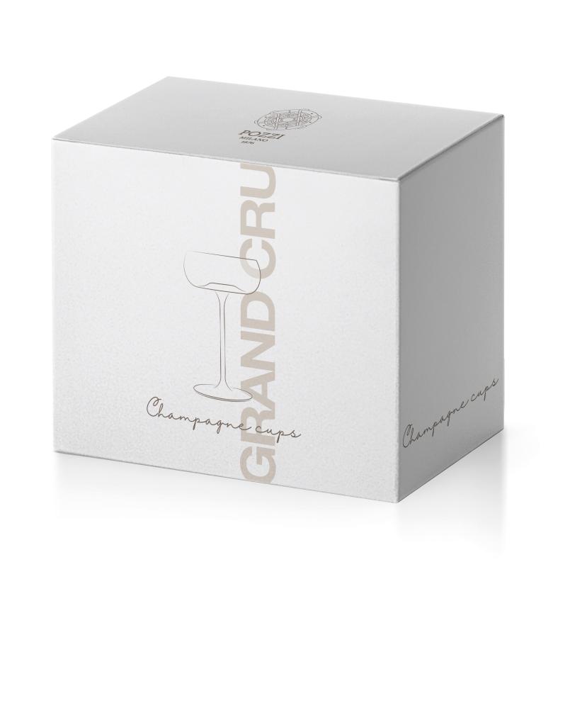 GRAND CRU ŠAMPANIEŠA GLĀZES 220ML, KOMPL. 2GAB., UZ KĀJIŅAS, KRISTĀLS, Pozzi Milano
