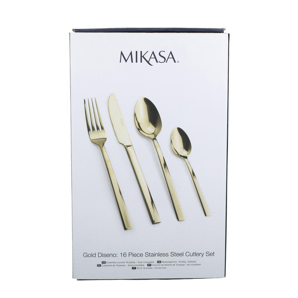 MIKASA CIARA DISENO 16 PIECE CUTLERY SET - GOLD, Mikasa