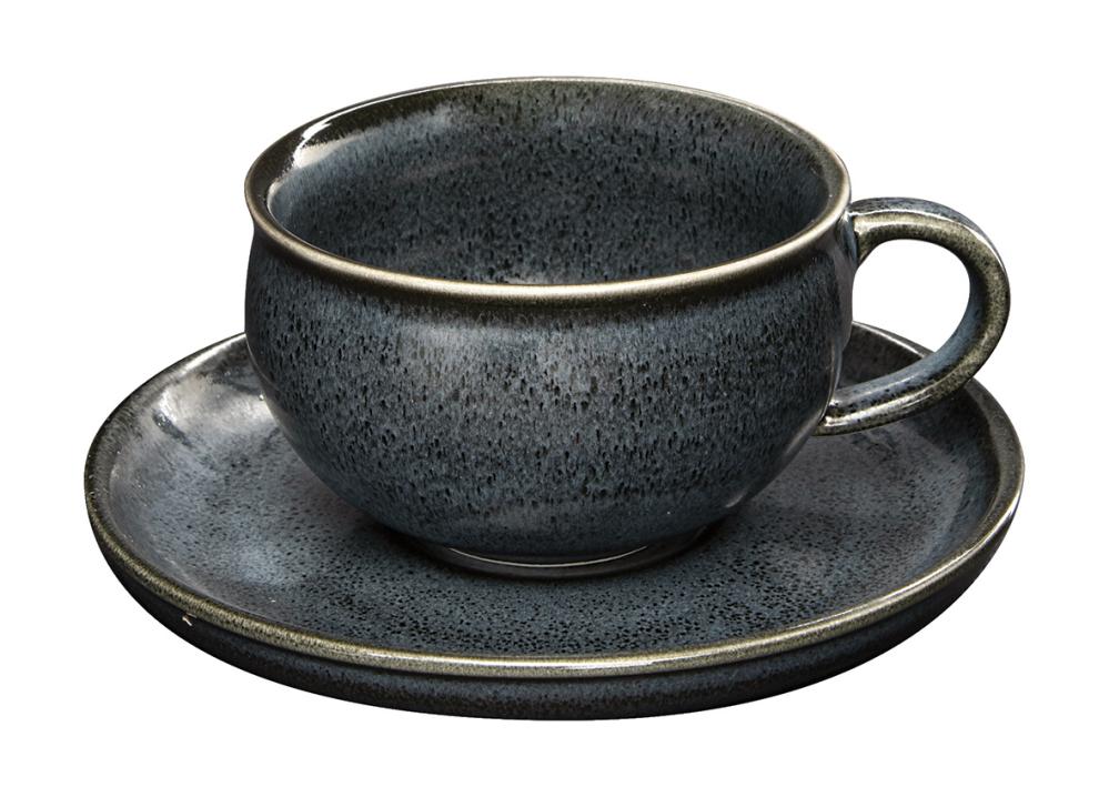 MAGMA CUP W SAUCER 250ML, D.GRAY, PORCELAIN, Easy Life